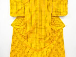 アンティーク　格子織り出し米沢紬着物アンサンブル